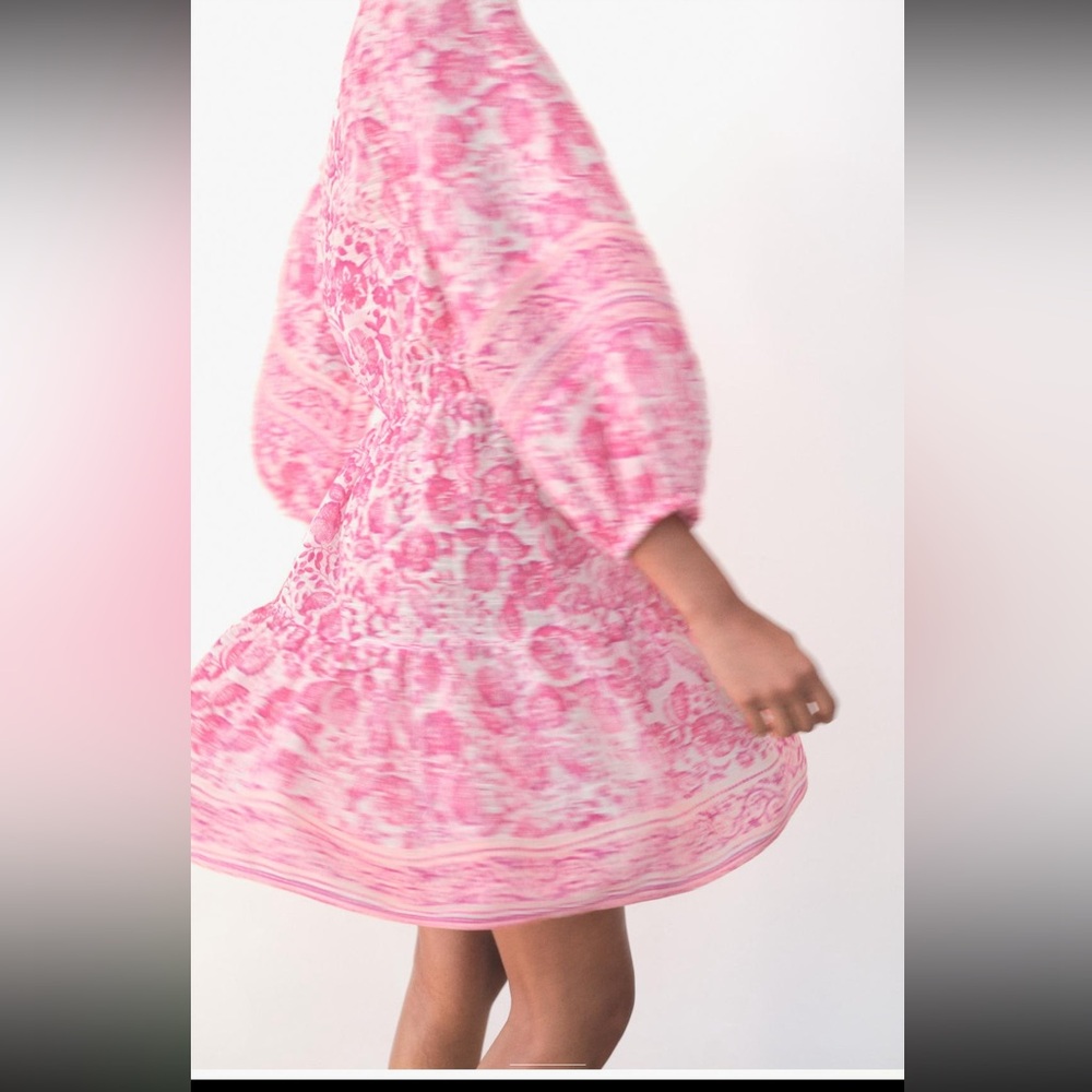 Zara Pink Floral Boho Mini Dress